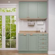 Cozinha Modulada 2 Peças com Balcão e Armário Aéreo Arizona Cabecasa Madeiramadeira Branco/verde