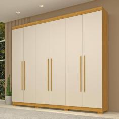 Guarda Roupa Casal 6 Portas 100% MDF Buganvílea Espresso Móveis Marrom/Off White