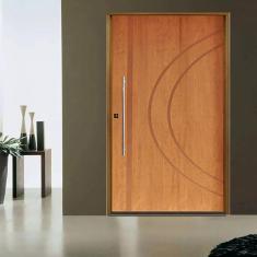 Kit Porta de Madeira Pivotante 210x140cm Batente 14cm Fechadura 803 Rolete Externa Concept 10 Hale Esquadrias Imbuia