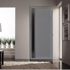 Porta de Alumínio Lambril 210x80cm com Visor Lado Direito Hale Esquadrias Branco