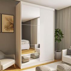 Guarda-Roupa Solteiro 2 Porta de Correr e 3 Espelhos Cléo Espresso Móveis Branco