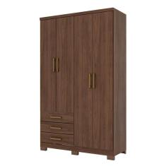 Guarda Roupa Solteiro Caju 4 Portas Castanho - Henn