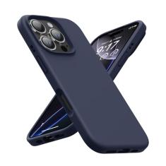 OuXul Capa projetada para iPhone 16 Pro de 6,3 polegadas - Capa fina de silicone líquido com [forro de microfibra macio antiarranhões], proteção total de 3 camadas à prova de choque (azul noturno)