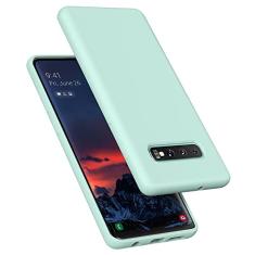 E Segoi Capa para Samsung Galaxy S10 Plus de 6,4 polegadas, S10+ Capa de borracha gel de silicone líquido à prova de choque, forro de microfibra macia, almofada de forro compatível com Samsung S10