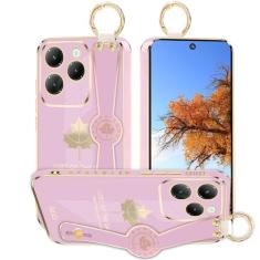 Kainevy Capa para Infinix Hot 40 Pro com suporte de alça e anel para mulheres meninas linda capa elegante bonita (roxa)
