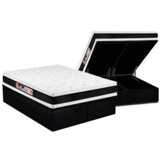 Cama Box Baú Queen: Colchão Espuma Castor D45 Black e White Air Double