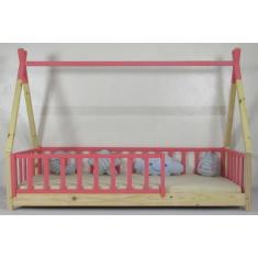 Cama Montessoriana Solteiro Cabana Colorida Madeira Maciça Pinus - Pip