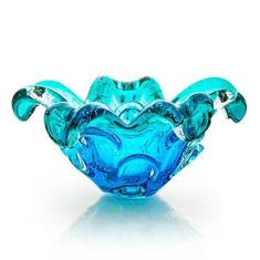 Centro De Mesa Em Cristal Murano Azul E Verde - São Marcos