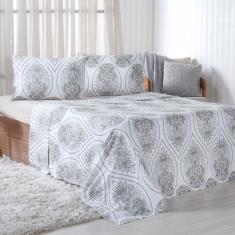 Jogo de Cama King 4 Pçs 150 Fios Super Macio 100% Algodão
