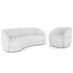 Sofá 3 Lugares Orgânico 288cm e Poltrona Zion M22 Boucle Branco - Mpoz