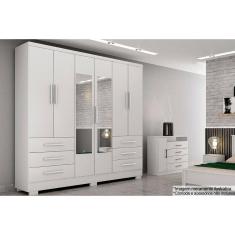 Guarda Roupa Casal 6 Portas (2 c/ Espelho) e 6 Gavetas c/ Pés Encanto/Berlim Neve - Novo Horizonte