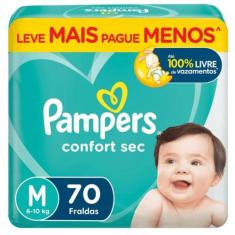 Fralda Pampers Confort Sec Fortbag M com 70 unidades