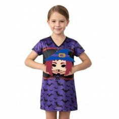 Fantasia Infantil Roupa Bruxa Bruxinha Roxa com Máscara ( dos 2 aos 9 