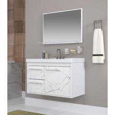 Gabinete Banheiro Mdf com Pia Cuba - Potenza - Riverzza, Branco