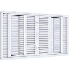 Janela Veneziana de Correr Central Flex 4 Folhas Móveis e 2 Fixas Lucasa Facilità 100cmx150cm Branco