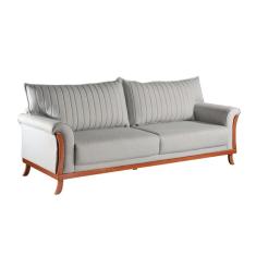 Sofá 3 Lugares Louise Linho Cinza