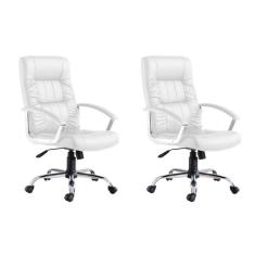 Conjunto com 2 Cadeiras de Escritório Presidente Giratórias Office Plus Branco