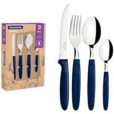 Faqueiro 24 Peças Tramontina Ipanema em Aço Inox - Azul