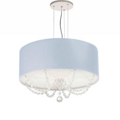Lustre Pendente Com Cristais Cilindrica 40x15 Azul Bebê