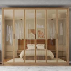 Guarda Roupa Casal 6 Portas Espelho 4 Gavetas Marrom Reflex