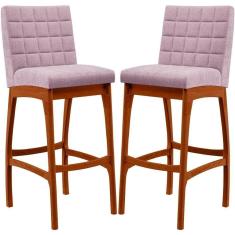 Kit 02 Banquetas Altas Cozinha Mila B04 Bouclê Rosê