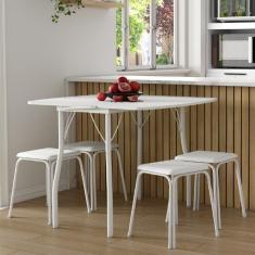 Conjunto Mesa Extensível Com 4 Banquetas Branco Carraro
