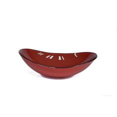 CUBA DE VIDRO OVAL 55CM VERMELHO CEREJA