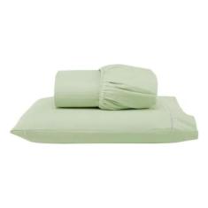 Jogo Lençol Solteiro 2 Peças 100% Algodão Ponto Palito Verde - Love Ba