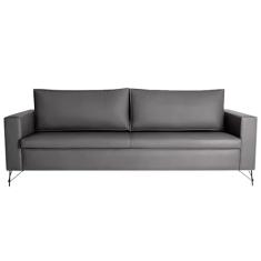 Sofá Decorativo 2 Lugares 230 CM Denmark Veludo Cinza Com Pés Preto G62 - Gran Belo