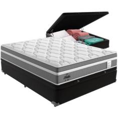 Cama Box Baú e Colchão Berlim Molas Ensacadas Casal Probel, Preto
