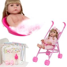 Boneca Reborn Loira Enxoval Com Carrinho Envio Imediato - Cegonha Rebo