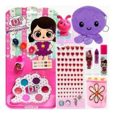 Kit Maquiagem Infantil Batom Brilho Gloss Sombra Chaveiro - Nova Aveni