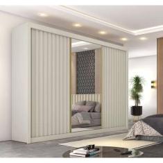 Guarda Roupa Ripado Com Espelho 3 Portas 6 Gavetas Viena-off White Móveis Europa