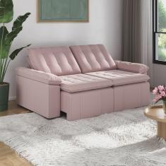 Sofá Cama Palmeira 3 Lugares Retrátil Reclinável 2,20m Veludo com Molas CabeCasa MadeiraMadeira