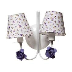 Potinho de Mel Arandela 2 Lâmpadas Flores Quarto Bebê Infantil Menina Lilás