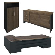 Conjunto Escritório Home Office 3 Peças Corp A06 Charuto-preto - Mpozenato