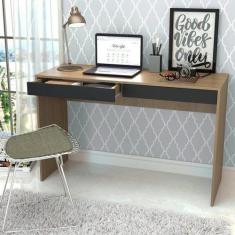 Escrivaninha Mesa Escritório Madri 2 Gavetas 120cm Mel E Preto - Emove