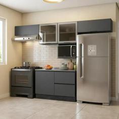 Cozinha Modulada 5 Peças 5 Portas 3 Gavetas com Nicho para Micro-ondas