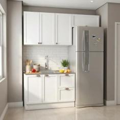 Cozinha Compacta Americana 3 Peças 6 Portas 2 Gavetas com Balcão para 