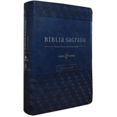 Bíblia NVI, Couro Soft, Azul, Letra Grande, Com Espaço para Anotações, Leitura Perfeita