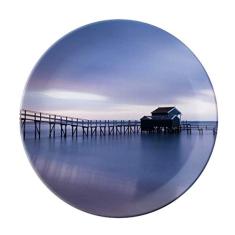 Ocean House Prato decorativo de porcelana Salver Prato de jantar