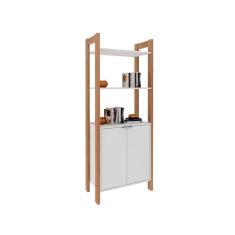Guarda Roupa Closet Az1009 Armário Alto C- 2 Prateleiras E 2 Portas Amêndoa-brancoTecno Mobili