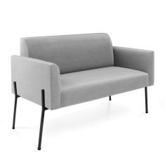 Sofá Namoradeira 2 Lugares Pé de Ferro Preto Marisa Suede D03 - D`Rossi