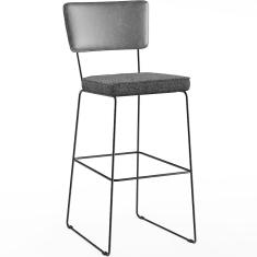 Banqueta Alta Cozinha Allana L02 Preto Linho Chumbo