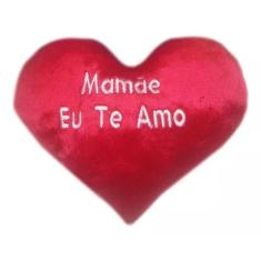 Almofada Coração De Pelúcia Dia Das Mães Vermelho - 20cm