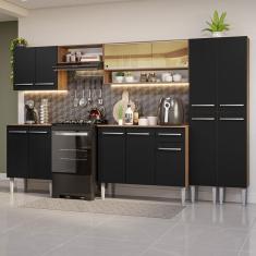 Armário De Cozinha Completa 293Cm Madesa 03 Rustic/Preto