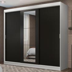 Guarda-roupa 3 Portas de Correr com Espelho 3 Gavetas Madesa