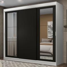 Guarda-roupa Casal Kansas 3 Portas de Correr com Espelhos 3 Gavetas Madesa