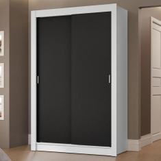 Guarda-Roupa Solteiro 2 Portas de Correr 2 Gavetas Branco/Preto Vivare Madesa