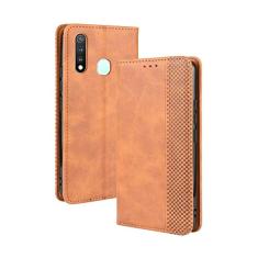 Capa para VIVO Y5S, capa flip carteira de couro para VIVO Y5S, capa magnética retrô para celular, capa carteira de telefone com compartimentos para cartões